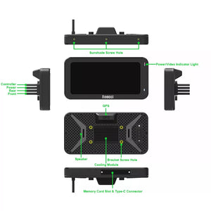 Dashcam Moto C6 Pro - Diagrama de Componentes con GPS, Cámara y Conectores