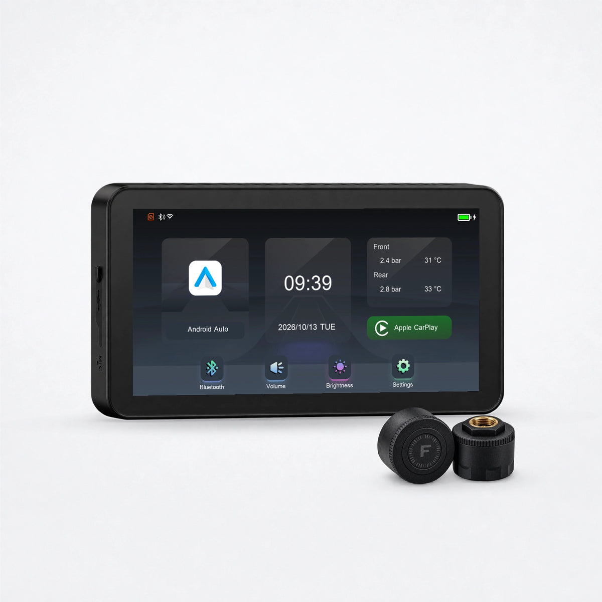 Pantalla CarPlay para moto con dos sensores TPMS inalámbricos