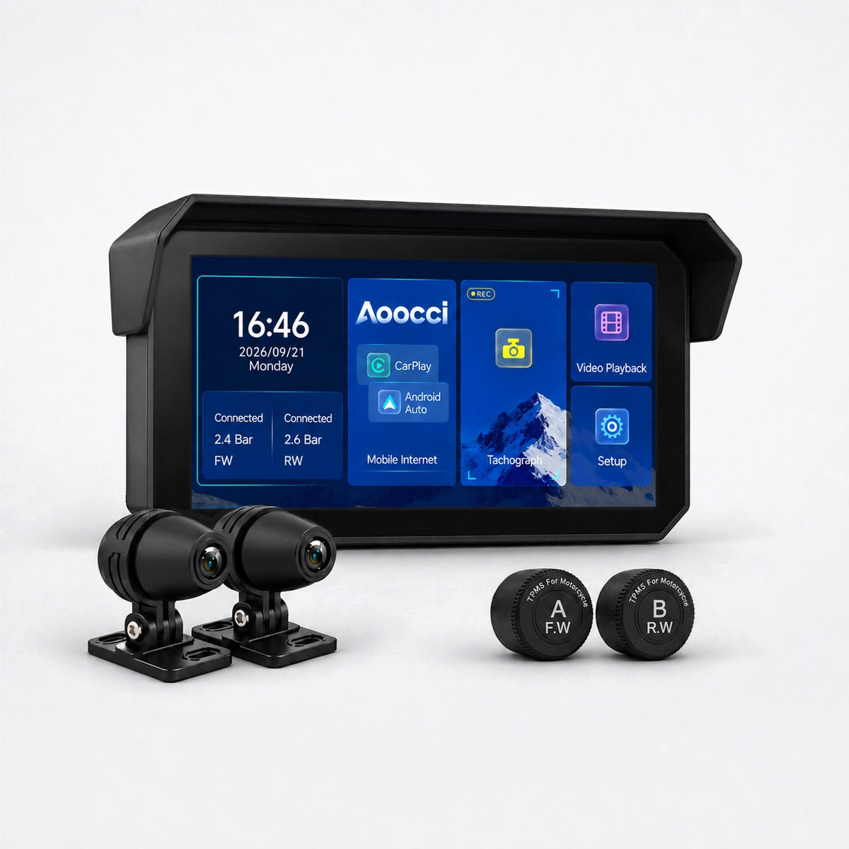 Carplay Moto C9 Pro Max con Dashcam Delantero Trasero 1080P | Cámara para Moto
