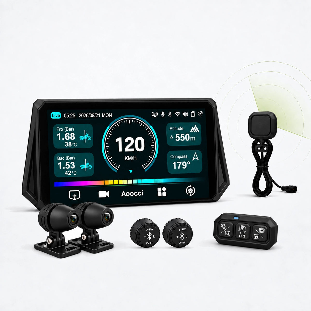 D6A Pantalla Inteligente Ultra Panorámica de 6,1" con Radar BSD de 77GHz y TPMS | 2K Dual Dash Cam