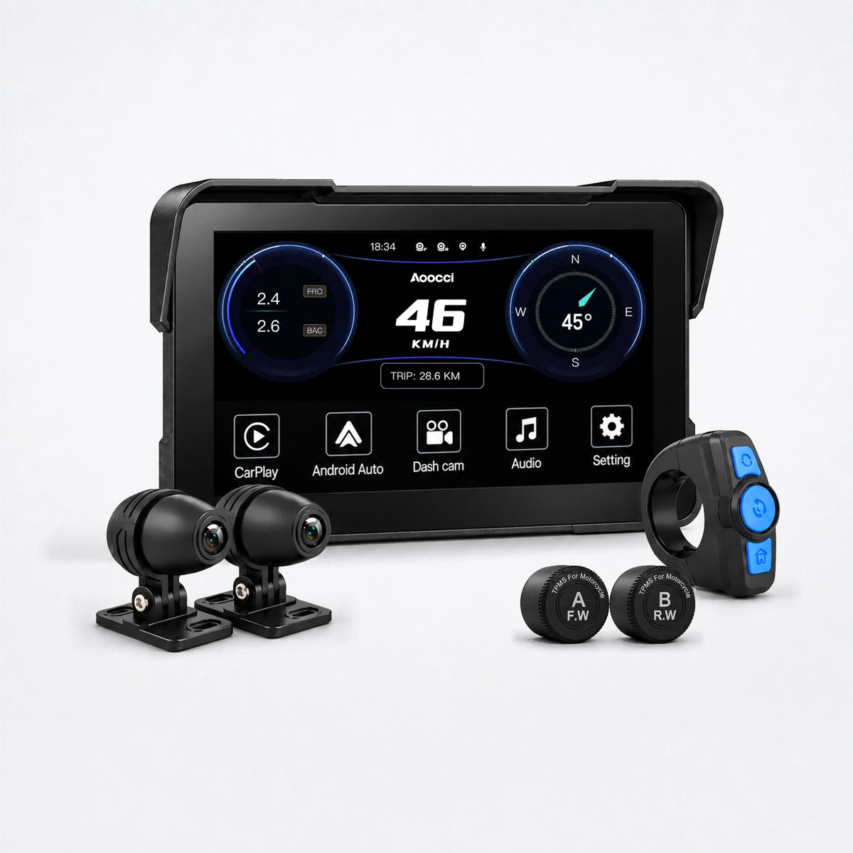 D7B de 7" con CarPlay inalámbrico y dash cam Dual 2K
