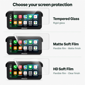 Protector de pantalla CarPlay Aoocci: vidrio templado y films HD, mate y HD.